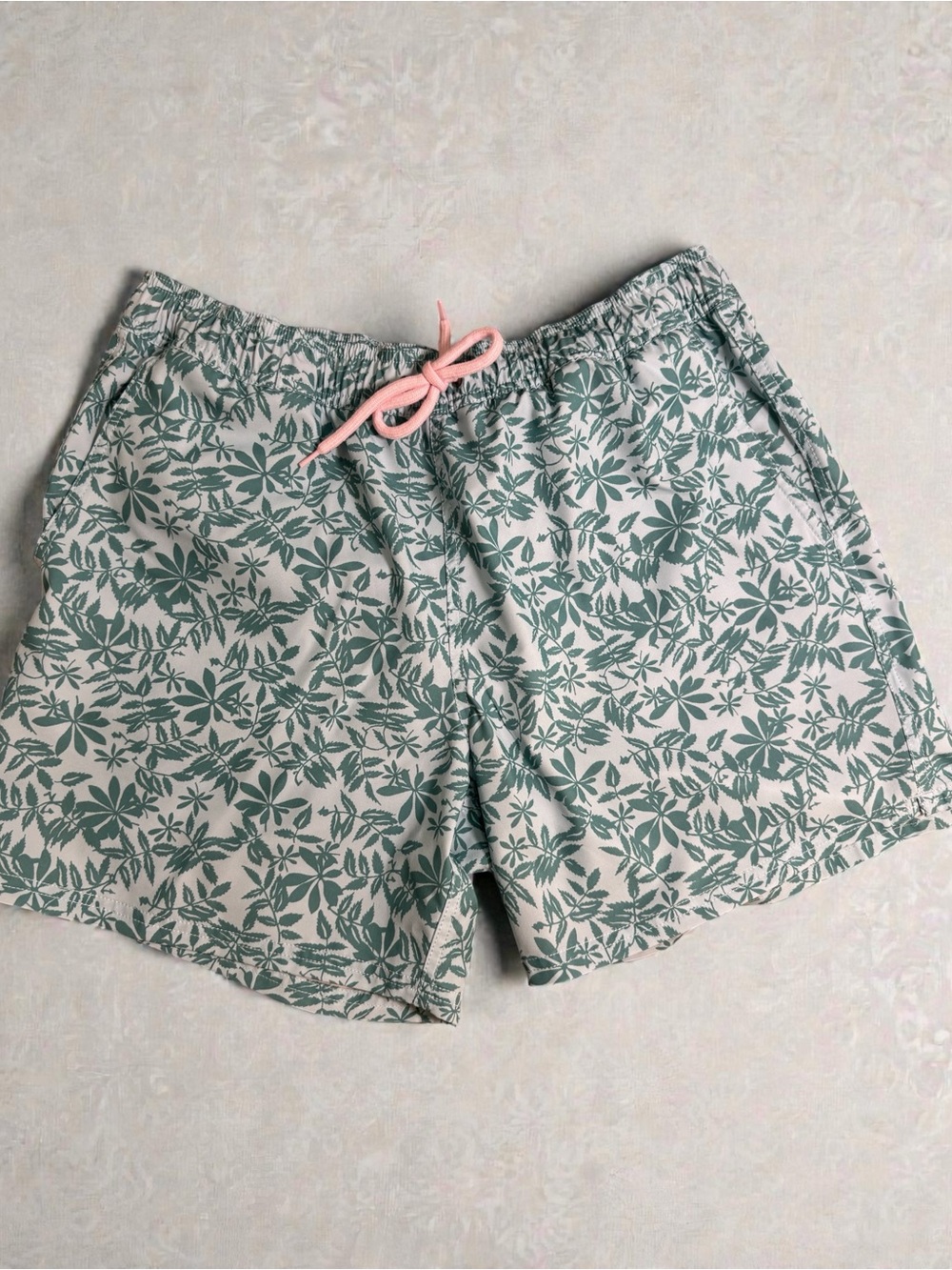 J.Crew Light Blue Floral Swim Shorts with Pink Accent
